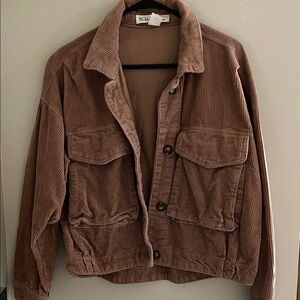 Corduroy Button-Up Jacket in Brown